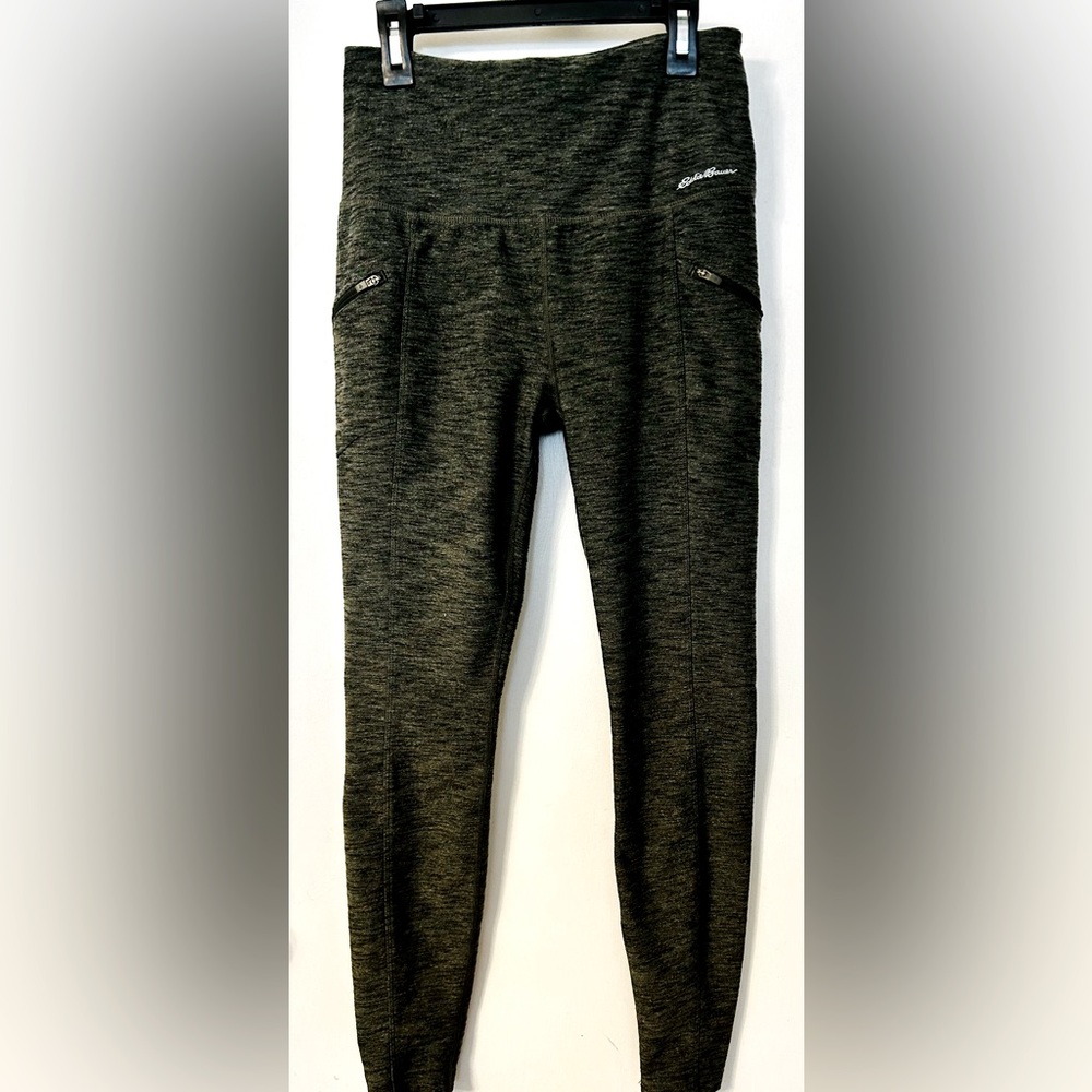 Eddie Bauer Size Small, Forest Green Athletic Leggings with zipper pockets